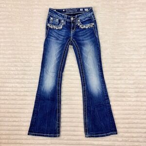 Miss Me Girls Bootcut Jeans Dark Wash Embellished KE8097B2J Size 7
